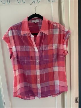 KUT from the Kloth Pink Plaid Button-Up